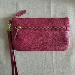 Nanette Lepore Pink Wristlet Gold Zip Clutch Wallet Coin Purse